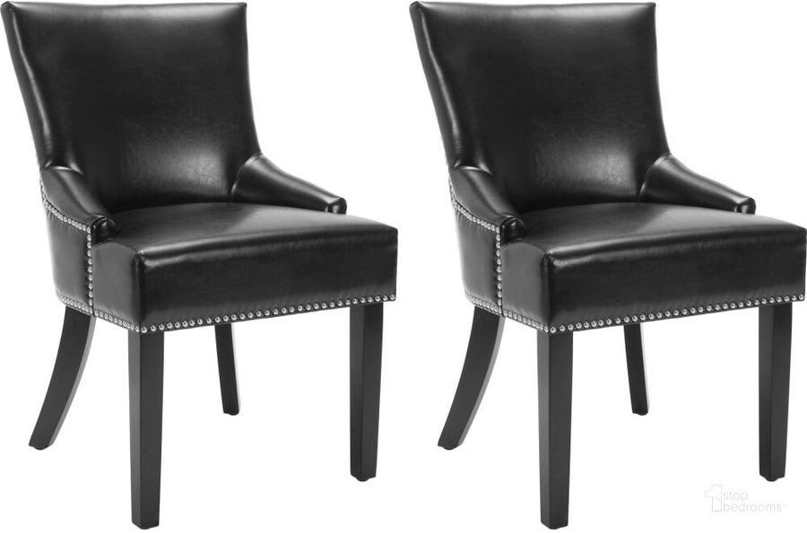 The appearance of Lotus Black and Espresso 19 Inch Side Chair with Silver Nailhead Detail designed by Safavieh in the modern / contemporary interior design. This black piece of furniture  was selected by 1StopBedrooms from Lotus Collection to add a touch of cosiness and style into your home. Sku: MCR4700C-SET2. Product Type: Dining Chair. Material: Stainless Steel. Image1