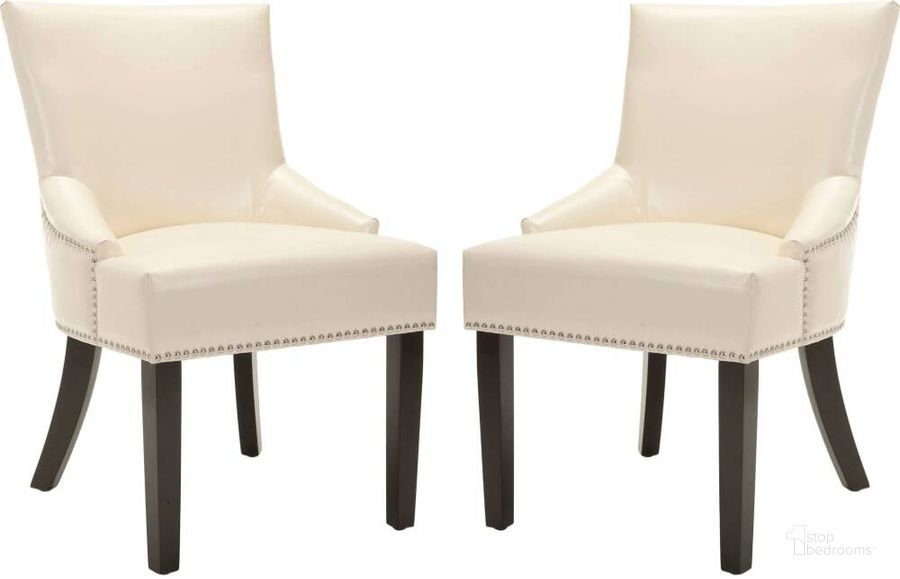 The appearance of Lotus Flat Cream and Espresso 19 Inch Side Chair with Silver Nailhead Detail designed by Safavieh in the modern / contemporary interior design. This cream piece of furniture  was selected by 1StopBedrooms from Lotus Collection to add a touch of cosiness and style into your home. Sku: MCR4700B-SET2. Product Type: Dining Chair. Material: Stainless Steel. Image1