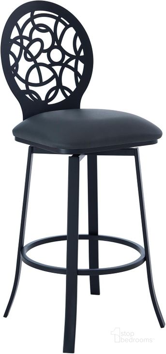 The appearance of Lotus Matte Black And Grey Faux Leather 30 Inch Counter Height Barstool designed by Armen Living in the modern / contemporary interior design. This grey piece of furniture  was selected by 1StopBedrooms from Lotus Collection to add a touch of cosiness and style into your home. Sku: LCLTBAMBGR30. Material: Metal. Product Type: Barstool. Image1