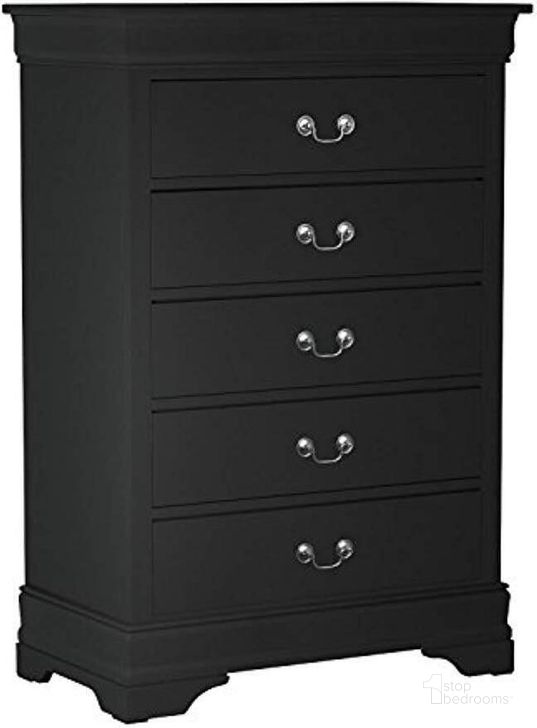 The appearance of Louie Drawer Chest (Black) designed by Bernards in the traditional interior design. This black piece of furniture  was selected by 1StopBedrooms from Louie Collection to add a touch of cosiness and style into your home. Sku: 1240-150. Material: Wood. Product Type: Chest. Image1