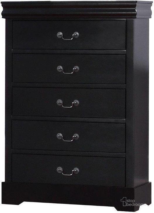 The appearance of Louis Philippe Chest Of Drawers In Black designed by US Tamex in the traditional interior design. This black piece of furniture  was selected by 1StopBedrooms from Louis Philippe Collection to add a touch of cosiness and style into your home. Sku: 52318-CH. Material: Wood. Product Type: Chest. Image1