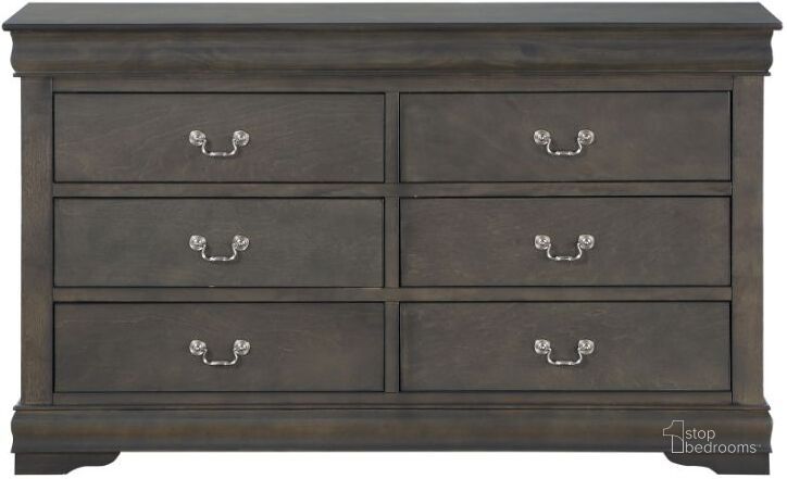 The appearance of Louis Philippe Dresser (Dark Gray) designed by ACME in the transitional interior design. This gray piece of furniture  was selected by 1StopBedrooms from Louis Philippe Collection to add a touch of cosiness and style into your home. Sku: 26795. Product Type: Dresser. Material: MDF. Image1