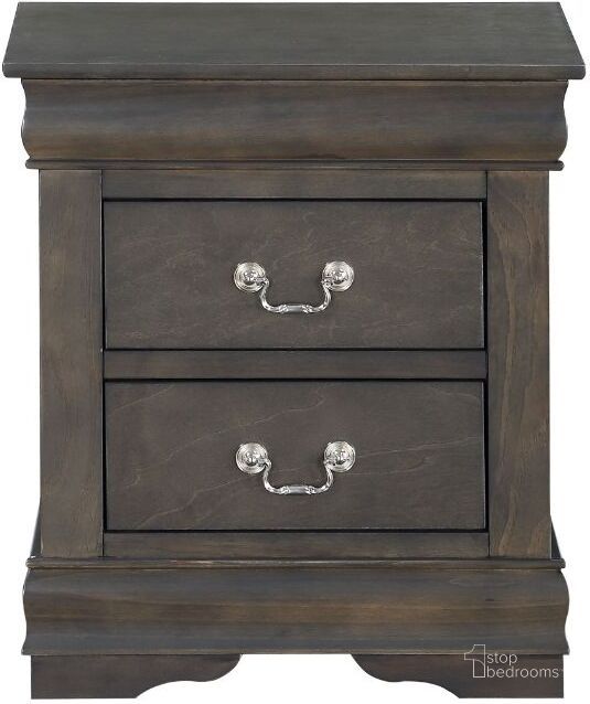 The appearance of Louis Philippe Nightstand (Dark Gray) designed by ACME in the transitional interior design. This gray piece of furniture  was selected by 1StopBedrooms from Louis Philippe Collection to add a touch of cosiness and style into your home. Sku: 26793. Product Type: Nightstand. Material: MDF. Image1