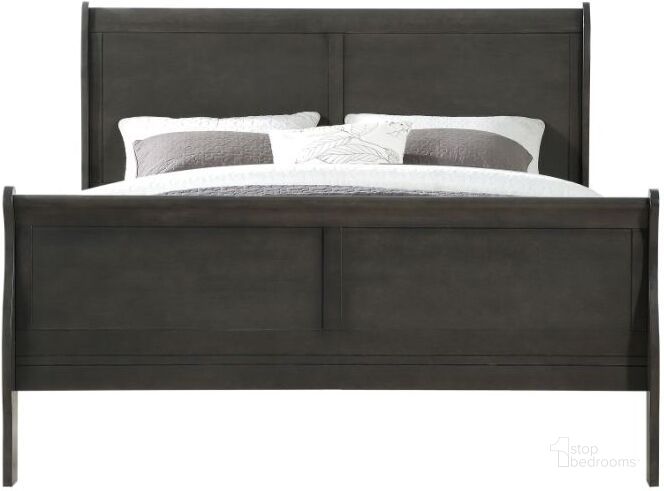 The appearance of Louis Philippe Sleigh Bed (Dark Gray) designed by ACME in the transitional interior design. This dark gray piece of furniture  was selected by 1StopBedrooms from Louis Philippe Collection to add a touch of cosiness and style into your home. Sku: 26790Q-HF;26791Q-R. Bed Type: Sleigh Bed. Product Type: Sleigh Bed. Bed Size: Queen. Material: MDF. Image1