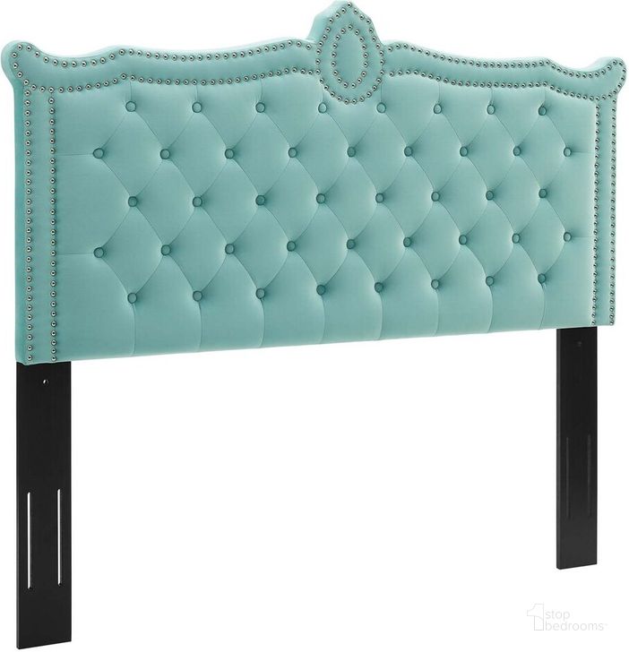 The appearance of Louisa Tufted Performance Velvet King/California King Headboard In Mint designed by Modway in the  interior design. This mint piece of furniture  was selected by 1StopBedrooms from Louisa Collection to add a touch of cosiness and style into your home. Sku: MOD-6325-MIN. Product Type: Headboard. Bed Size: King. Material: MDF. Image1