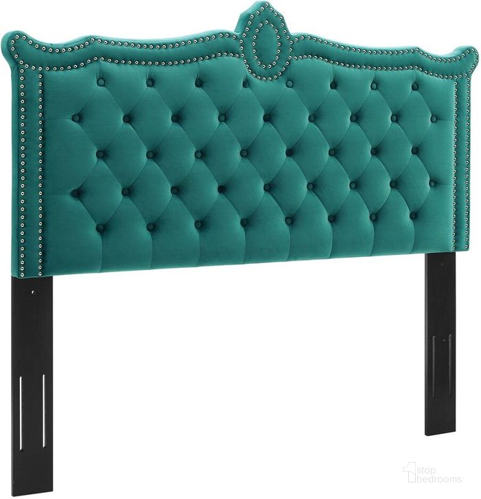 The appearance of Louisa Tufted Performance Velvet Twin Headboard In Teal designed by Modway in the  interior design. This teal piece of furniture  was selected by 1StopBedrooms from Louisa Collection to add a touch of cosiness and style into your home. Sku: MOD-6323-TEA. Product Type: Headboard. Bed Size: Twin. Material: MDF. Image1