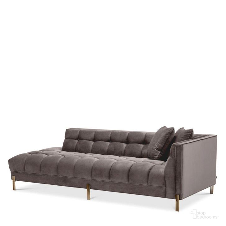 The appearance of Lounge Sofa Sienna Right Savona Grey Velvet designed by Eichholtz in the modern / contemporary interior design. This grey piece of furniture  was selected by 1StopBedrooms from Sienna Collection to add a touch of cosiness and style into your home. Sku: A113387. Product Type: Sofa. Material: Velvet. Image1