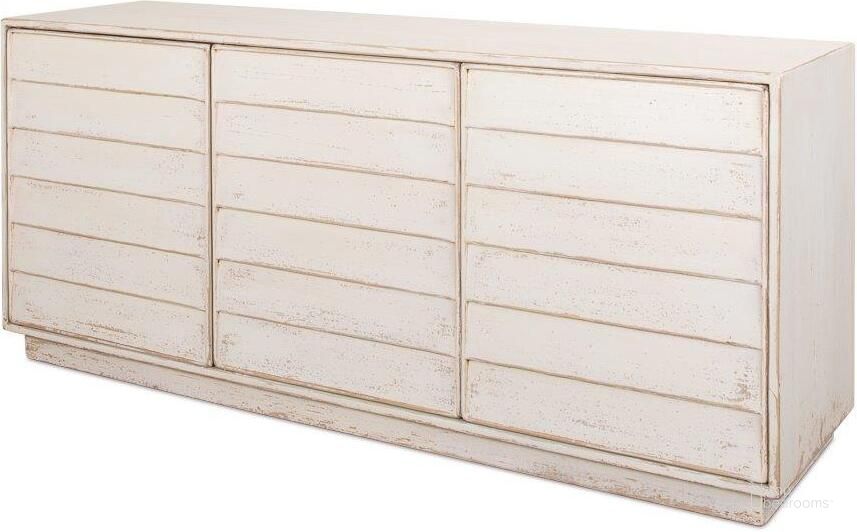 The appearance of Louvered White Sideboard designed by Sarreid in the transitional interior design. This white piece of furniture  was selected by 1StopBedrooms from Louvered Collection to add a touch of cosiness and style into your home. Sku: 40768. Product Type: Sideboard. Image1