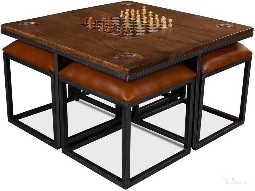 The appearance of Low Brown 5 Piece Game Table Set designed by Sarreid in the rustic / southwestern interior design. This brown piece of furniture  was selected by 1StopBedrooms from Low Collection to add a touch of cosiness and style into your home. Sku: 25693. Product Type: Game Table Set. Image1
