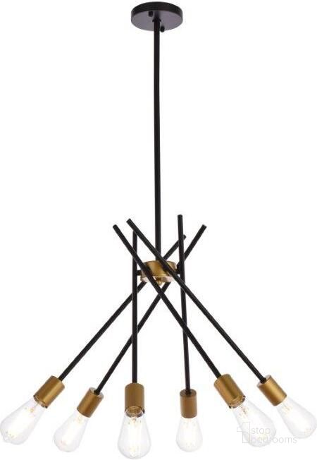 The appearance of Lucca 23 Inch Pendant In Black And Brass designed by Elegant Lighting in the transitional interior design. This brass and black piece of furniture  was selected by 1StopBedrooms from Lucca Collection to add a touch of cosiness and style into your home. Sku: LD640D23BRK. Product Type: Pendant Lighting. Material: Iron. Image1