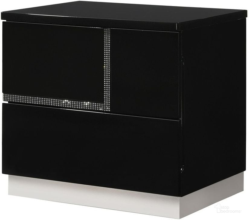 The appearance of Lucca Black Lacquer LAF Nightstand designed by J&M in the modern / contemporary interior design. This black piece of furniture  was selected by 1StopBedrooms from Lucca Collection to add a touch of cosiness and style into your home. Sku: 17685-NSL. Material: Wood. Product Type: Nightstand. Image1