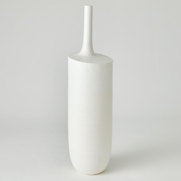 The appearance of Lucca Large Vase In Matte White designed by Global Views in the modern / contemporary interior design. This white piece of furniture  was selected by 1StopBedrooms from Lucca Collection to add a touch of cosiness and style into your home. Sku: 7.30224. Material: Ceramic. Product Type: Vase. Image1