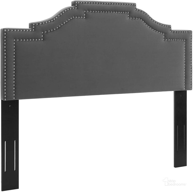 The appearance of Lucia King/California King Performance Velvet Headboard In Charcoal designed by Modway in the  interior design. This charcoal piece of furniture  was selected by 1StopBedrooms from Lucia Collection to add a touch of cosiness and style into your home. Sku: MOD-6313-CHA. Product Type: Headboard. Bed Size: King. Material: MDF. Image1