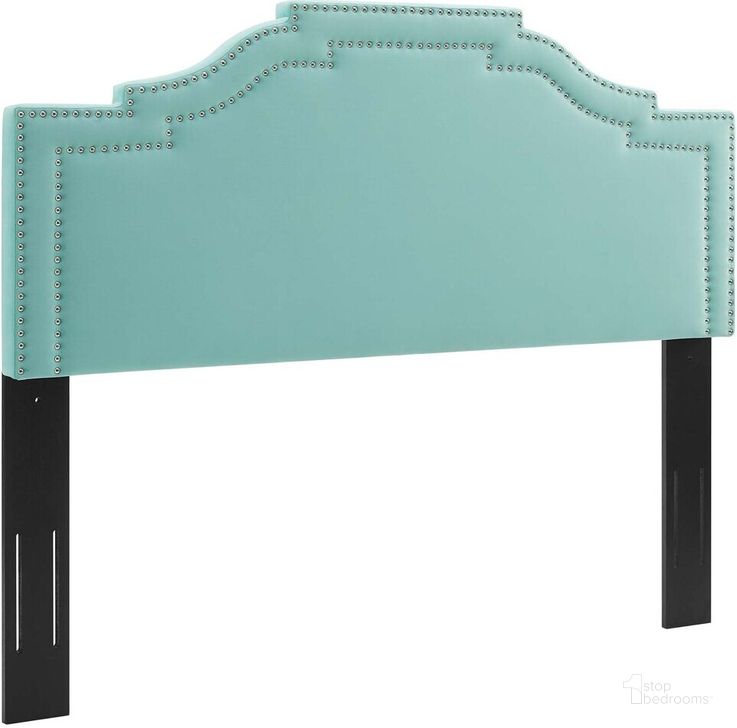 The appearance of Lucia King/California King Performance Velvet Headboard In Mint designed by Modway in the  interior design. This mint piece of furniture  was selected by 1StopBedrooms from Lucia Collection to add a touch of cosiness and style into your home. Sku: MOD-6313-MIN. Product Type: Headboard. Bed Size: King. Material: MDF. Image1