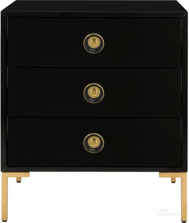 The appearance of Lucian 3-Drawer Side Table In Black And Brass designed by Safavieh Couture in the modern / contemporary interior design. This brass piece of furniture  was selected by 1StopBedrooms from Lucian Collection to add a touch of cosiness and style into your home. Sku: SFV3559A. Product Type: Nightstand. Material: Stainless Steel. Image1