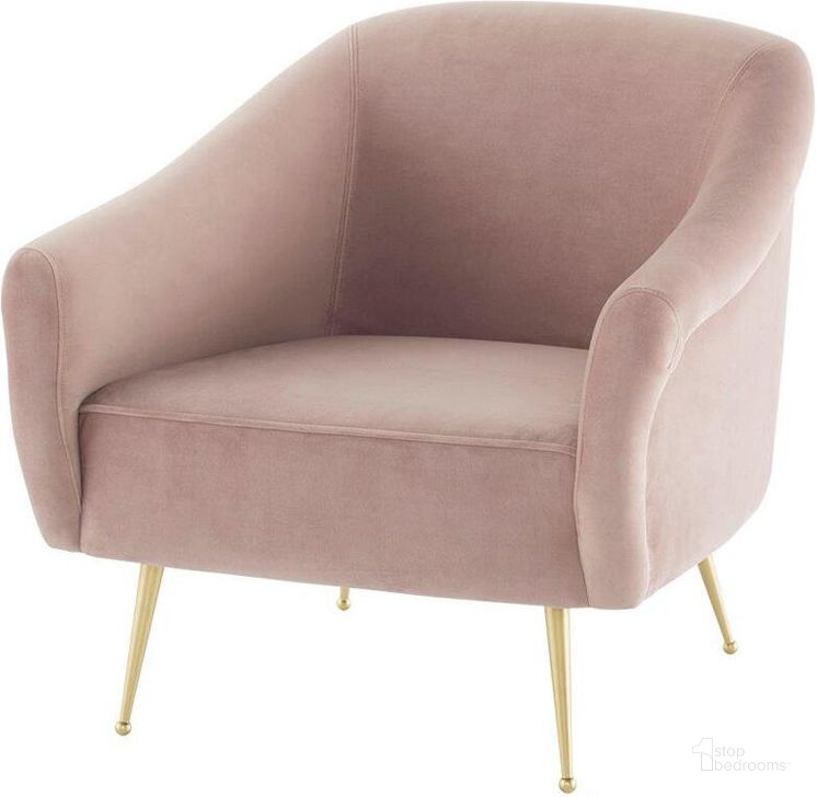 The appearance of Lucie Blush Fabric Occasional Chair designed by Nuevo in the modern / contemporary interior design. This blush piece of furniture  was selected by 1StopBedrooms from Lucie Collection to add a touch of cosiness and style into your home. Sku: HGSC391. Material: Fabric. Product Type: Accent Chair. Image1