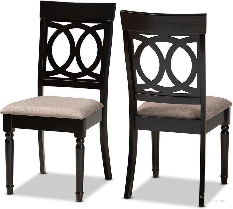 The appearance of Lucie Modern and Contemporary Sand Fabric Upholstered and Espresso Brown Finished Wood 2-Piece Dining Chair Set Set designed by Baxton Studio in the modern / contemporary interior design. This dark brown piece of furniture  was selected by 1StopBedrooms from Lucie Collection to add a touch of cosiness and style into your home. Sku: RH333C-Sand/Dark Brown-DC-2PK. Material: Fabric. Product Type: Dining Chair. Image1