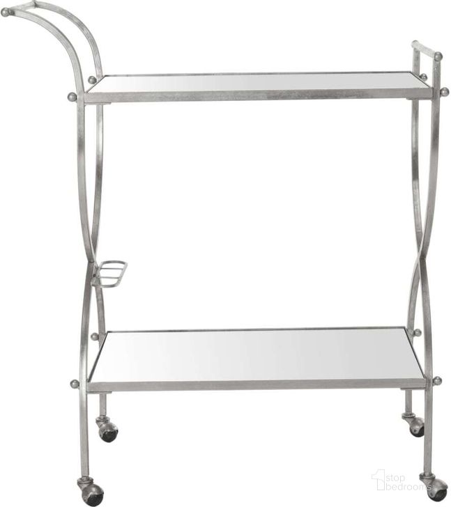 The appearance of Lucretius Silver Mirror Top Bar Cart designed by Safavieh in the modern / contemporary interior design. This silver piece of furniture  was selected by 1StopBedrooms from Lucretius Collection to add a touch of cosiness and style into your home. Sku: FOX2556A. Product Type: Bar Cart. Material: Iron. Image1