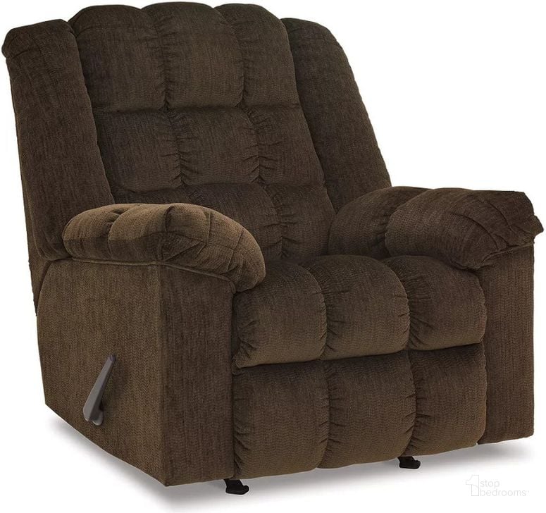 The appearance of Ludden Cocoa Rocker Recliner designed by Signature Design by Ashley in the modern / contemporary interior design. This cocoa piece of furniture  was selected by 1StopBedrooms from Ludden Collection to add a touch of cosiness and style into your home. Sku: 8110425. Material: Fabric. Product Type: Rocker Recliner. Key Features: Recliner. Image1