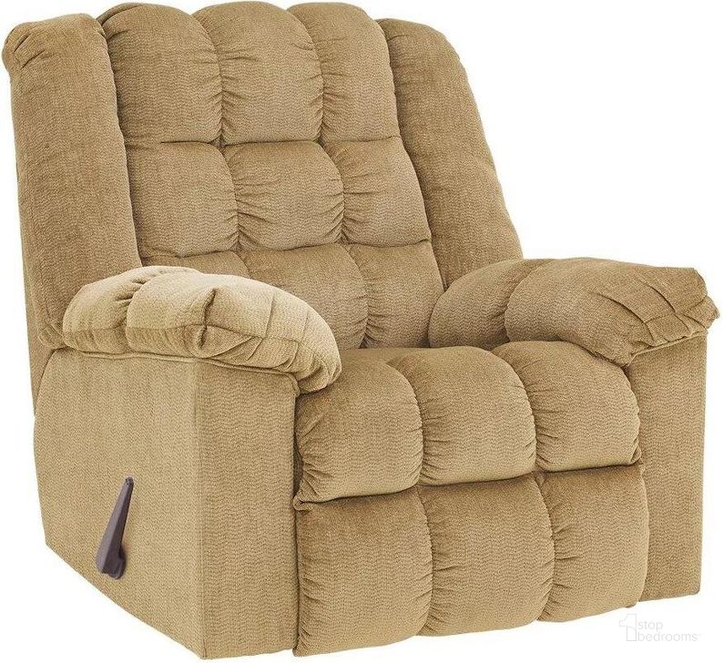 The appearance of Ludden Sand Rocker Recliner designed by Signature Design by Ashley in the modern / contemporary interior design. This sand piece of furniture  was selected by 1StopBedrooms from Ludden Collection to add a touch of cosiness and style into your home. Sku: 8110325. Material: Fabric. Product Type: Rocker Recliner. Key Features: Recliner. Image1