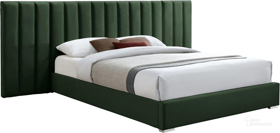 The appearance of Luicio Green Velvet King Bed designed by Furnique in the modern / contemporary interior design. This green velvet piece of furniture  was selected by 1StopBedrooms from Luicio Collection to add a touch of cosiness and style into your home. Sku: PabloGreen-K-1;PabloGreen-K-2. Material: Wood. Product Type: Bed. Bed Size: King. Image1
