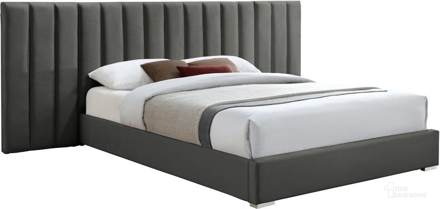 The appearance of Luicio Grey Velvet King Bed designed by Furnique in the modern / contemporary interior design. This grey velvet piece of furniture  was selected by 1StopBedrooms from Luicio Collection to add a touch of cosiness and style into your home. Sku: PabloGrey-K-1;PabloGrey-K-2. Material: Wood. Product Type: Bed. Bed Size: King. Image1