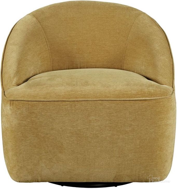 The appearance of Lulu Mid-Century Modern Upholstered Casual Swivel Accent Chair In Gold designed by Jofran in the modern / contemporary interior design. This gold piece of furniture  was selected by 1StopBedrooms from Lulu Collection to add a touch of cosiness and style into your home. Sku: LULU-SW-GOLD. Product Type: Accent Chair. Material: Plywood. Image1