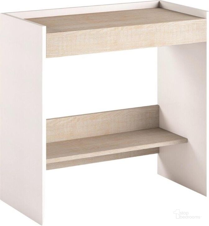 The appearance of Lulu Office Desk In White And Light Oak Wood Grain Melamine designed by Casabianca Home in the modern / contemporary interior design. This light oak piece of furniture  was selected by 1StopBedrooms from Lulu Collection to add a touch of cosiness and style into your home. Sku: KD-I01O. Material: Wood. Product Type: Office Desk. Image1
