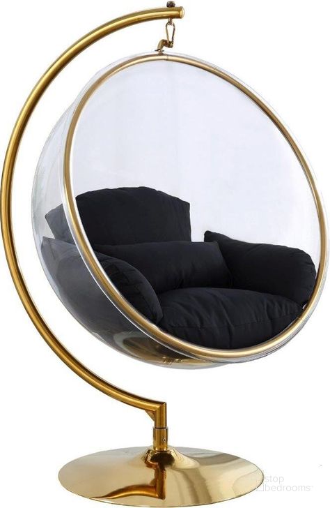 The appearance of Luna Fabric Acrylic Swing Bubble Accent Chair In Black designed by Meridian in the modern / contemporary interior design. This black piece of furniture  was selected by 1StopBedrooms from Luna Collection to add a touch of cosiness and style into your home. Sku: 508Black-1;508Black-2. Product Type: Accent Chair. Material: Stainless Steel. Image1