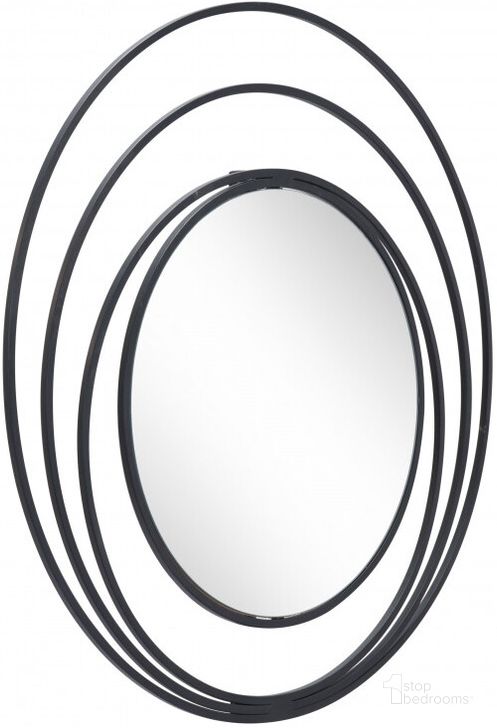 The appearance of Luna Black Round Mirror designed by Zuo Modern in the modern / contemporary interior design. This black piece of furniture  was selected by 1StopBedrooms from Luna Collection to add a touch of cosiness and style into your home. Sku: A12207. Material: Steel. Product Type: Accent Mirror. Image1