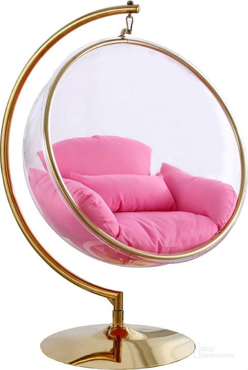 The appearance of Luna Fabric Acrylic Swing Bubble Accent Chair In Pink designed by Meridian in the modern / contemporary interior design. This pink piece of furniture  was selected by 1StopBedrooms from Luna Collection to add a touch of cosiness and style into your home. Sku: 508Pink-1;508Pink-2. Product Type: Accent Chair. Material: Stainless Steel. Image1