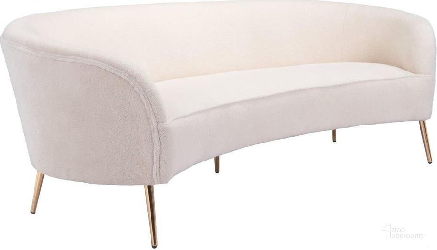 The appearance of Luna Sofa White and Gold designed by Zuo Modern in the modern / contemporary interior design. This white and gold piece of furniture  was selected by 1StopBedrooms from Luna Collection to add a touch of cosiness and style into your home. Sku: 101850. Material: Steel. Product Type: Sofa. Image1