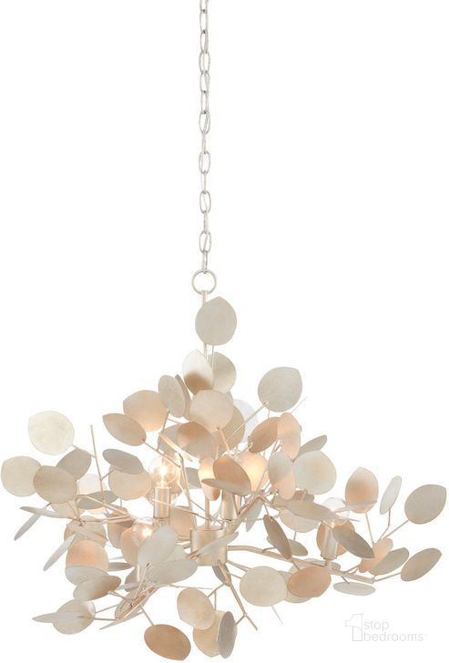 The appearance of Lunaria Large Silver Chandelier designed by Currey & Company in the modern / contemporary interior design. This silver piece of furniture  was selected by 1StopBedrooms from Lunaria Collection to add a touch of cosiness and style into your home. Sku: 9000-0817. Product Type: Chandelier. Material: Iron. Image1