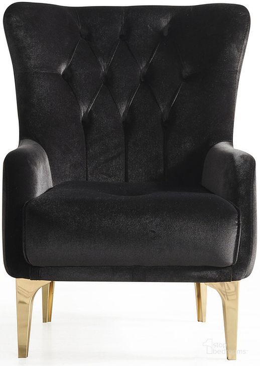 The appearance of Lust Accent Chair In Black designed by Galaxy Home Furnishings in the modern / contemporary interior design. This black piece of furniture  was selected by 1StopBedrooms from Lust Collection to add a touch of cosiness and style into your home. Sku: 601955551878. Material: Wood. Product Type: Accent Chair. Image1