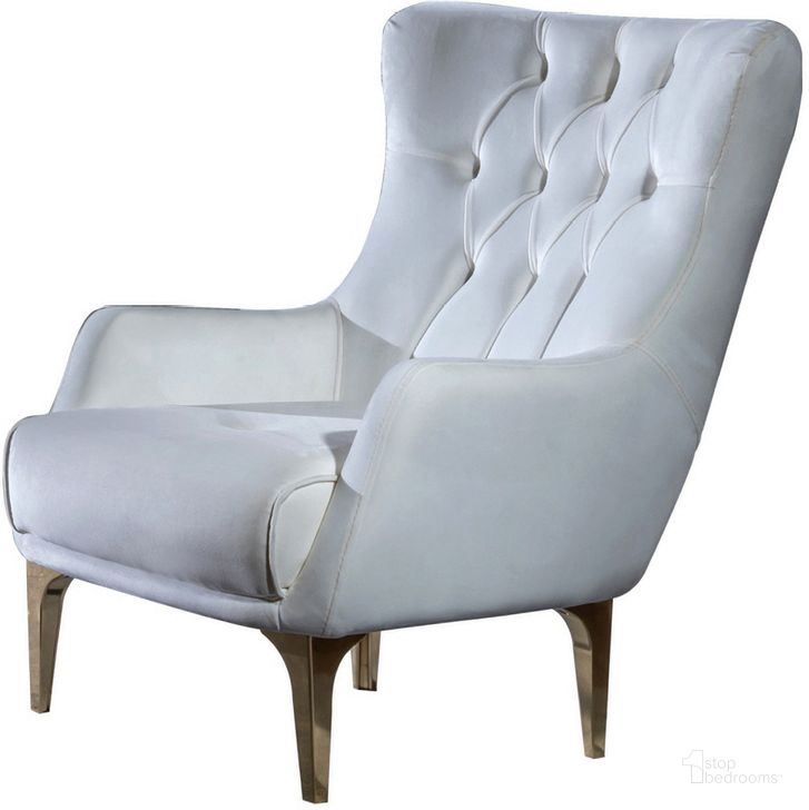 The appearance of Lust Accent Chair In Off White designed by Galaxy Home Furnishings in the modern / contemporary interior design. This off white piece of furniture  was selected by 1StopBedrooms from Lust Collection to add a touch of cosiness and style into your home. Sku: 601955553490. Material: Wood. Product Type: Accent Chair. Image1