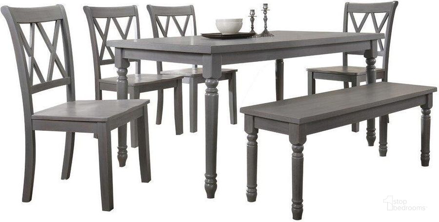 The appearance of Luxembourg 6 Piece Solid Wood Dining Set With Bench In Rustic Gray designed by Best Master Furniture in the transitional interior design. This rustic gray piece of furniture  was selected by 1StopBedrooms from Luxembourg Collection to add a touch of cosiness and style into your home. Sku: PAIGRG6. Material: Wood. Product Type: Dining Room Set. Image1