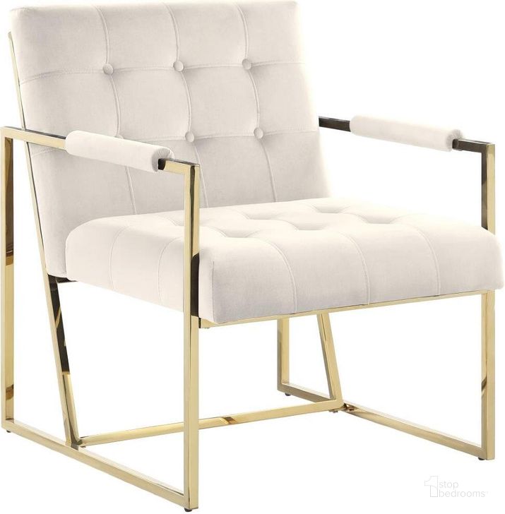 The appearance of Luxor Beige Velvet Modern Accent Chair In Gold designed by Best Master Furniture in the modern / contemporary interior design. This gold and beige piece of furniture  was selected by 1StopBedrooms from Luxor Collection to add a touch of cosiness and style into your home. Sku: LX006BEG. Product Type: Accent Chair. Material: Velvet. Image1