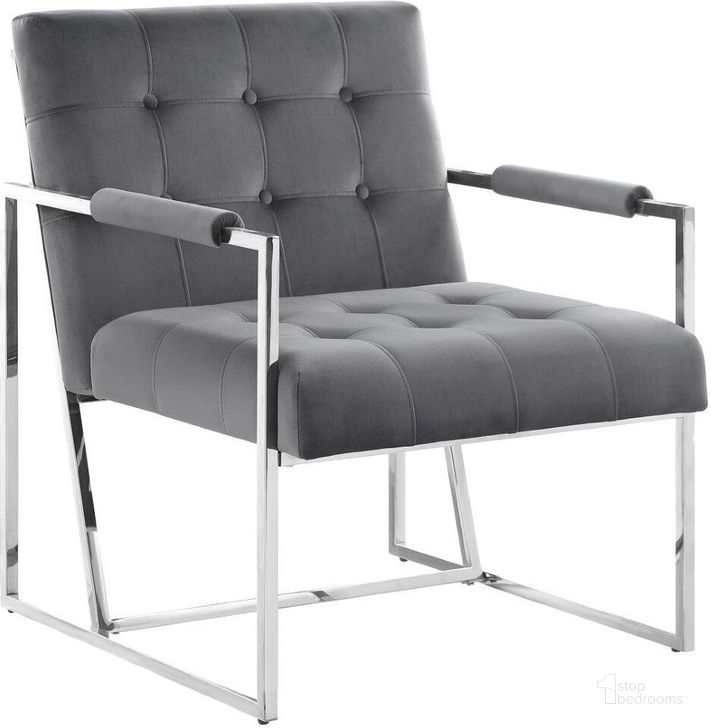 The appearance of Luxor Gray Velvet Modern Accent Chair In Silver designed by Best Master Furniture in the modern / contemporary interior design. This gray/silver piece of furniture  was selected by 1StopBedrooms from Luxor Collection to add a touch of cosiness and style into your home. Sku: LX006G. Product Type: Accent Chair. Material: Velvet. Image1