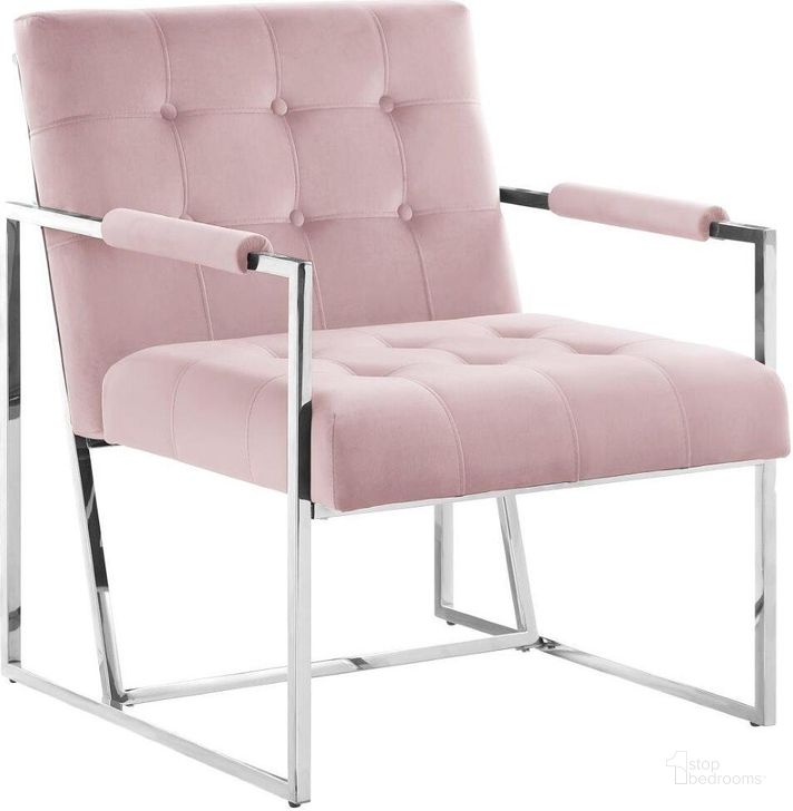 The appearance of Luxor Pink Velvet Modern Accent Chair In Silver designed by Best Master Furniture in the modern / contemporary interior design. This pink/silver piece of furniture  was selected by 1StopBedrooms from Luxor Collection to add a touch of cosiness and style into your home. Sku: LX006P. Product Type: Accent Chair. Material: Velvet. Image1