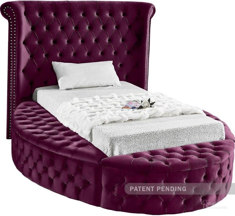 The appearance of Luxus Velvet Twin Bed In Purple designed by Meridian in the modern / contemporary interior design. This purple piece of furniture  was selected by 1StopBedrooms from Luxus Collection to add a touch of cosiness and style into your home. Sku: LuxusPurple-T-1;LuxusPurple-T-2;LuxusPurple-T-3. Bed Type: Storage Bed. Product Type: Storage Bed. Bed Size: Twin. Material: Velvet. Image1