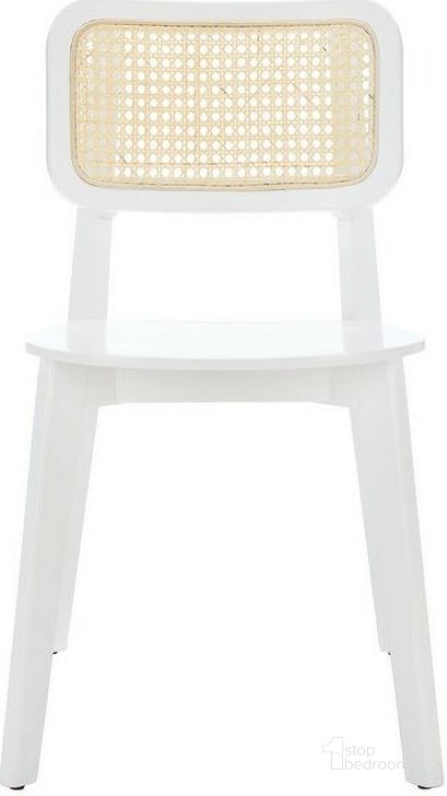 The appearance of Luz Cane Dining Chair in White designed by Safavieh in the transitional interior design. This white piece of furniture  was selected by 1StopBedrooms from Luz Collection to add a touch of cosiness and style into your home. Sku: DCH1006C-SET2. Material: Wood. Product Type: Dining Chair. Image1