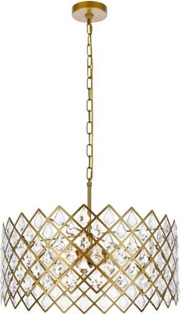 The appearance of Lyla 21 Inch Pendant In Brass designed by Elegant Lighting in the modern / contemporary interior design. This brass piece of furniture  was selected by 1StopBedrooms from Lyla Collection to add a touch of cosiness and style into your home. Sku: 1111D21BR. Product Type: Pendant Lighting. Material: Iron. Image1