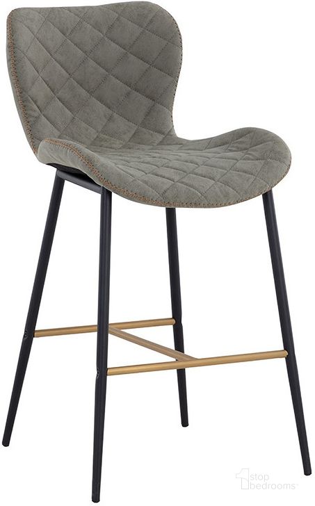 The appearance of Lyla Counter Stool Set Of 2 In Antique Grey designed by Sunpan in the modern / contemporary interior design. This grey piece of furniture  was selected by 1StopBedrooms from Lyla Collection to add a touch of cosiness and style into your home. Sku: 105991. Material: Faux Leather. Product Type: Barstool. Image1