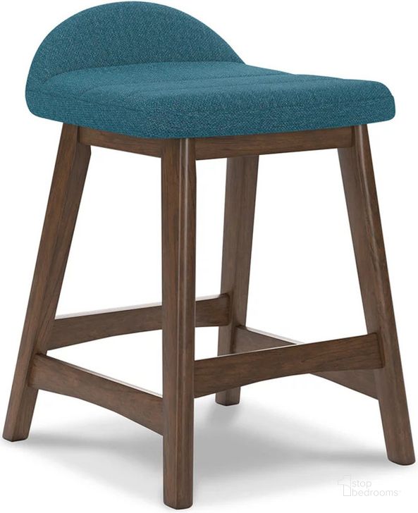 The appearance of Lyncott Blue And Brown Upholstered Barstool Set Of 2 designed by Signature Design by Ashley in the modern / contemporary interior design. This blue/brown piece of furniture  was selected by 1StopBedrooms from Lyncott Collection to add a touch of cosiness and style into your home. Sku: D615-324. Material: Fabric. Product Type: Barstool. Image1