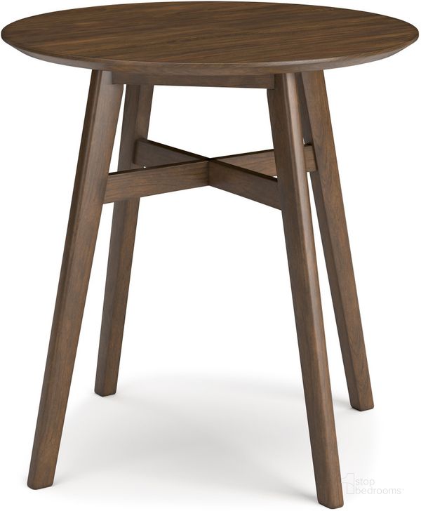 The appearance of Lyncott Brown Round Drm Counter Table designed by Signature Design by Ashley in the modern / contemporary interior design. This brown piece of furniture  was selected by 1StopBedrooms from Lyncott Collection to add a touch of cosiness and style into your home. Sku: D615-13. Table Top Shape: Round. Material: Wood. Product Type: Counter Height Table. Image1