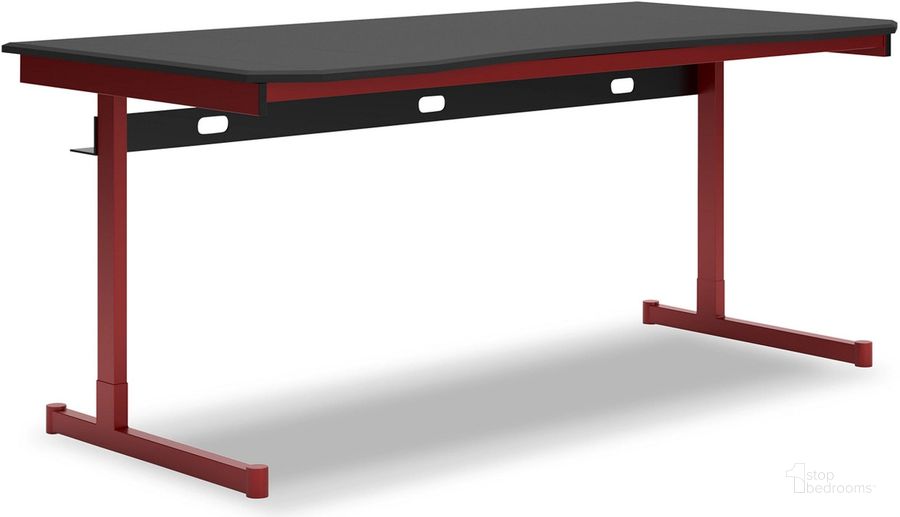The appearance of Lynxtyn Red And Black 30 Inch Desk designed by Signature Design by Ashley in the modern / contemporary interior design. This red/black piece of furniture  was selected by 1StopBedrooms from Lynxtyn Collection to add a touch of cosiness and style into your home. Sku: H400-427. Material: Metal. Product Type: Home Office Desk. Image1