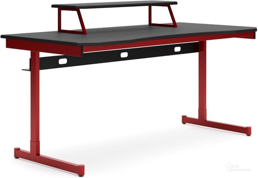 The appearance of Lynxtyn Red And Black 36 Inch Desk designed by Signature Design by Ashley in the modern / contemporary interior design. This red/black piece of furniture  was selected by 1StopBedrooms from Lynxtyn Collection to add a touch of cosiness and style into your home. Sku: H400-127. Material: Metal. Product Type: Home Office Desk. Image1