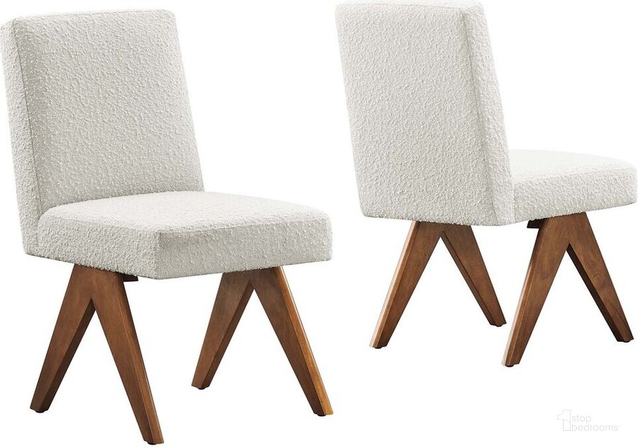 The appearance of Lyra Boucle Fabric Dining Room Side Chair Set of 2 In Ivory designed by Modway in the  interior design. This ivory piece of furniture  was selected by 1StopBedrooms from Lyra Collection to add a touch of cosiness and style into your home. Sku: EEI-6508-IVO. Product Type: Side Chair. Material: Rubberwood. Image1
