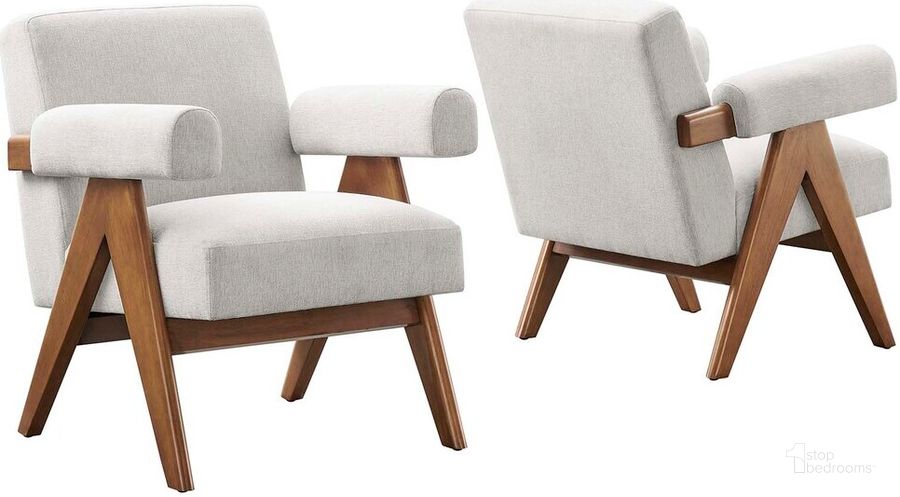 The appearance of Lyra Fabric Armchair Set of 2 In Ivory designed by Modway in the  interior design. This ivory piece of furniture  was selected by 1StopBedrooms from Lyra Collection to add a touch of cosiness and style into your home. Sku: EEI-6704-HEI. Product Type: Living Room Chair. Material: Rubberwood. Image1