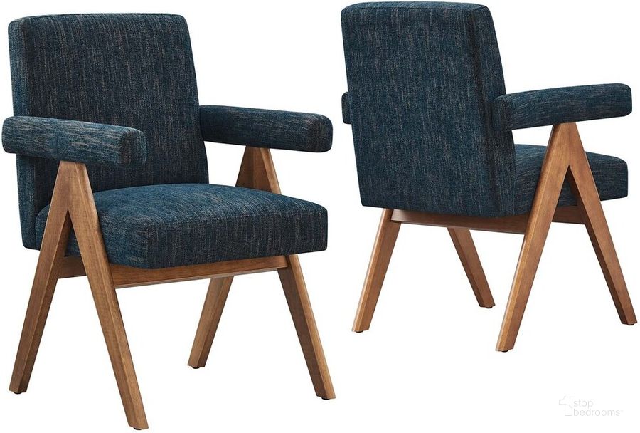 The appearance of Lyra Fabric Dining Room Chair Set of 2 In Azure designed by Modway in the  interior design. This azure piece of furniture  was selected by 1StopBedrooms from Lyra Collection to add a touch of cosiness and style into your home. Sku: EEI-6507-HEA. Product Type: Dining Chair. Material: Rubberwood. Image1